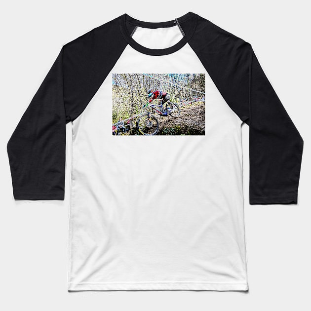 mtb downhill Baseball T-Shirt by rickylabellevie